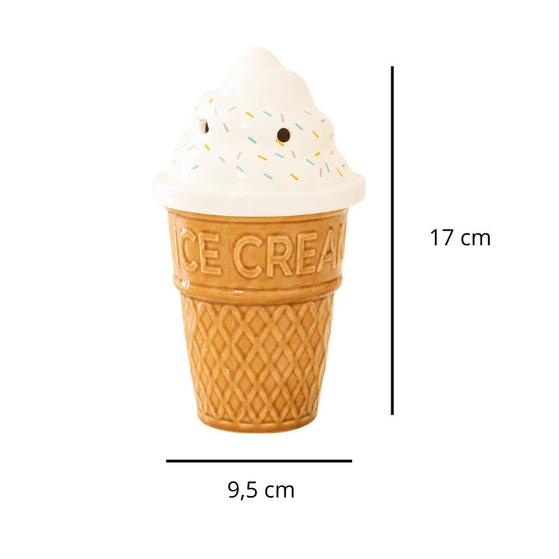 Brule Parfum Glace Italienne Gourmande, avec ses dimensions et sur fond blanc.
