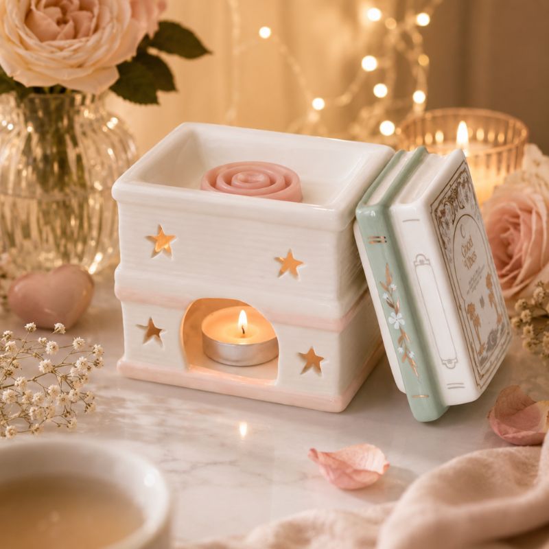 Brule Parfum Livre des Merveilles avec fondant parfumé en spirale, ambiance romantique et décoration raffinée pour diffuser délicatement vos parfums.
