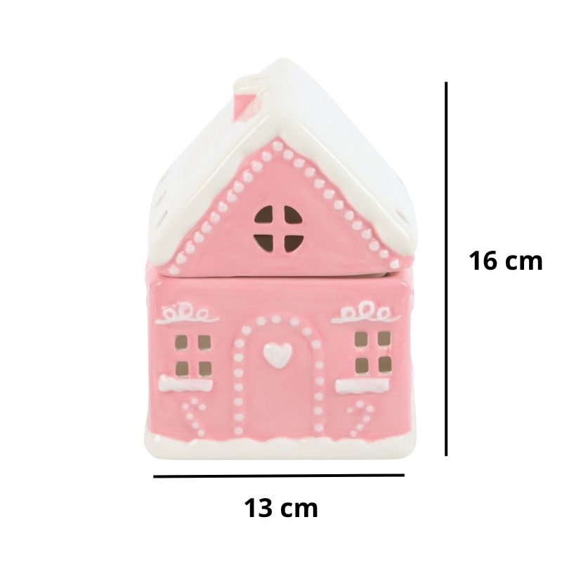 Brule Parfum Maison Pain D'Épices Rose, avec ses dimensions et sur fond blanc.