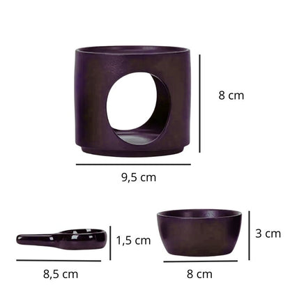 Brule Parfum Noir Design, avec ses dimensions et sur fond blanc.