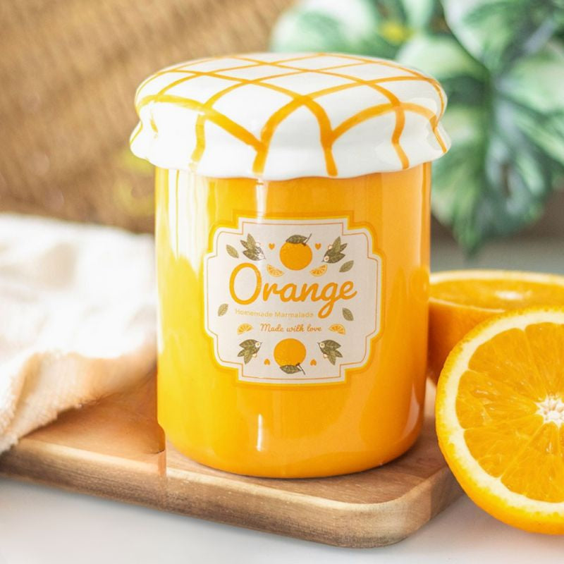 Brule Parfum Pot Délice d'Agrumes, orange style pot de marmelade avec couvercle amovible, accessoire décoratif pour diffuser fondants parfumés.