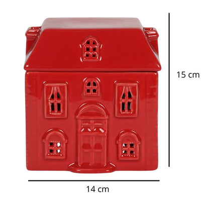 Brule Parfum Rouge Chalet Enchanté, avec ses dimensions et sur fond blanc.