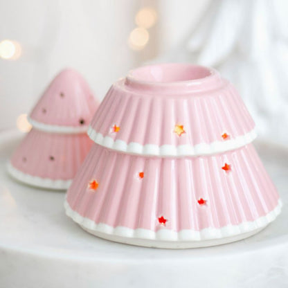 Brule Parfum Sapin Rose Féérique, le brûleur est ouvert pour montrer où on insère le fondant.