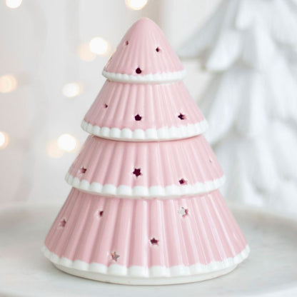 Brule Parfum Sapin Rose Féérique, le brûleur n'est pas allumé et dans une ambiance féerique.