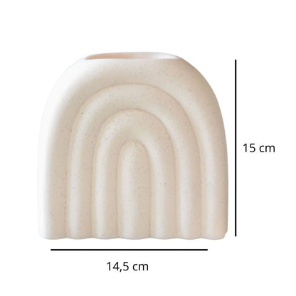 Brule Parfum XL Arc Déco Chic, avec ses dimensions, de couleur blanc cassé et moucheté, en forme d'arc de cercle et sur fond blanc.