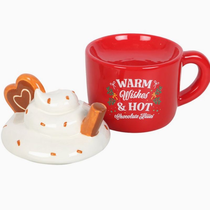 Brule Parfum XL Gourmandise de Noël, le mug avec son couvercle à côté et sur fond blanc.