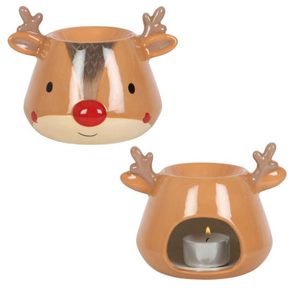 Brule Parfum XL Renne Enchanté de Noël, on peut voir le recto et le verseau du brule parfum et sur fond blanc.