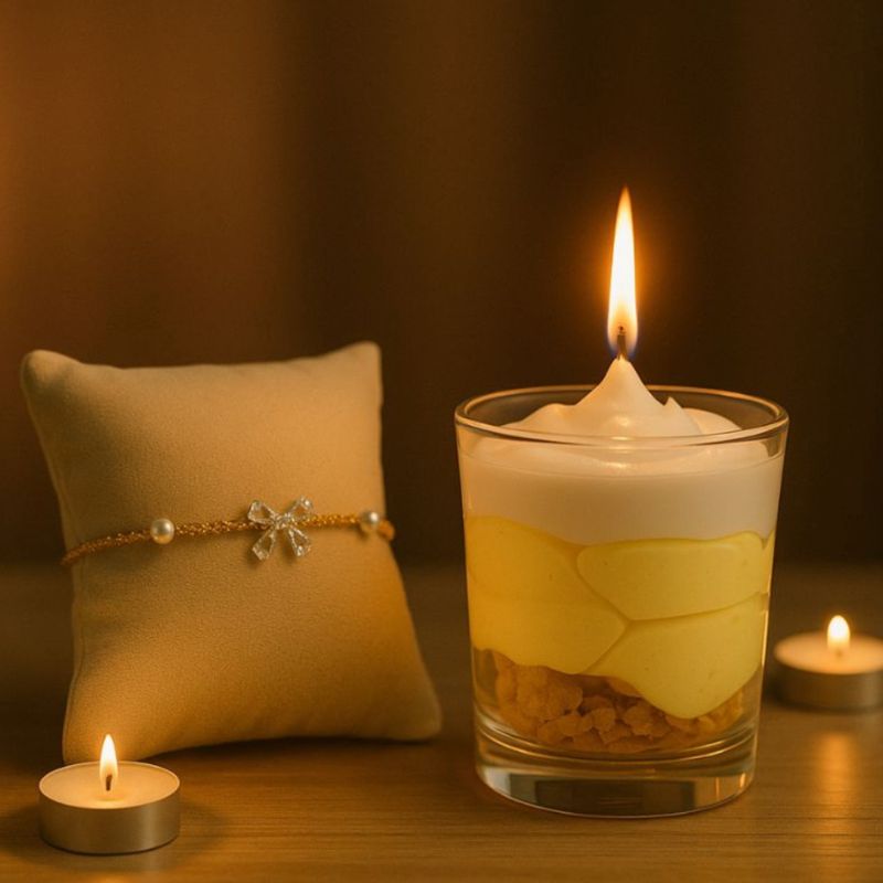 Coffret Bougie Cadeau – Relaxation Florale, bougie bijou et bracelet en cadeau, ambiance festive.