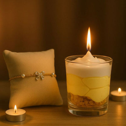 Coffret Bougie Cadeau – Relaxation Florale, bougie bijou et bracelet en cadeau, ambiance festive.