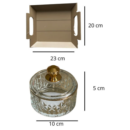 Coffret Bougie Cire Perle, avec ses dimensions et sur fond blanc.