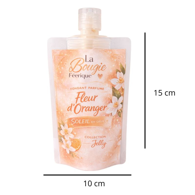 Fondant Parfumé Fleur d’Oranger, avec ses dimensions et sur fond blanc.