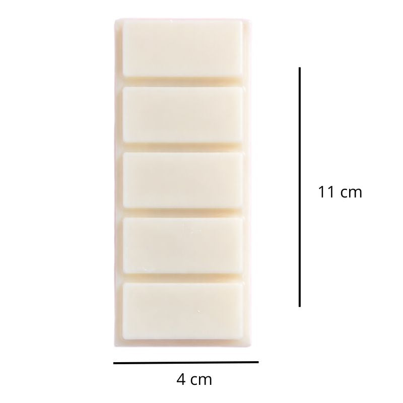 Fondant Parfumé Noix de Coco Snapbar, avec ses dimensions et sur fond blanc.