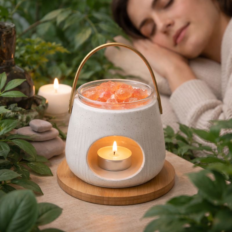 Fondant Parfumé Pacific Sunrise brûle parfum avec fondant parfumé gel orange en diffusion ambiance zen spa