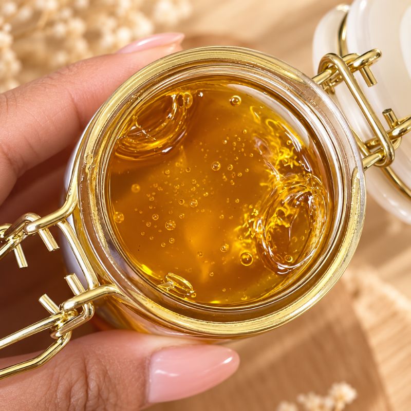 Fondant Parfumé Pop-Corn – Gourmandise Croquante texture gel dorée vue de près.