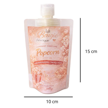 Fondant Parfumé Pop-Corn, avec ses dimensions et sur fond blanc.
