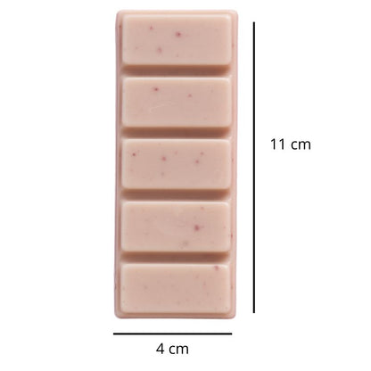 Fondant Parfumé Snapbar Bois de Oud, avec ses dimensions et sur fond blanc.