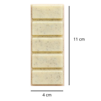 Fondant Parfumé Snapbar Bûche de Noël, avec ses dimensions et sur fond blanc.