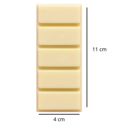 Fondant Parfumé Snapbar Nougat Blanc, avec ses dimensions et sur fond blanc.