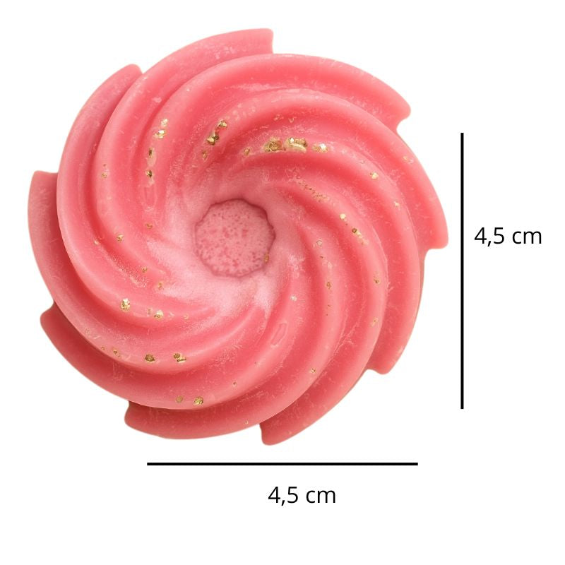 Fondant Parfumé Spirale Barbe à Papa, avec ses dimensions et sur fond blanc.