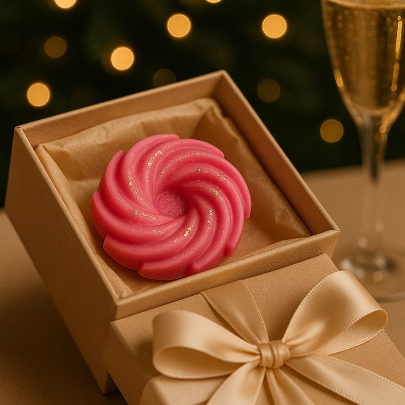Fondant Parfumé Spirale Fruits Rouges, avec sa boite-cadeau dans une ambiance festive.