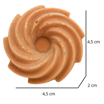 Fondant Parfumé Spirale Marron Glacé, avec ses dimensions et sur fond blanc.