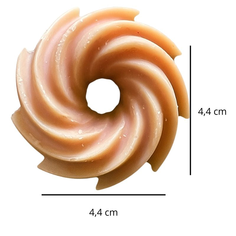 Fondant Parfumé Spirale Pop Corn, avec ses dimensions et sur fond blanc.