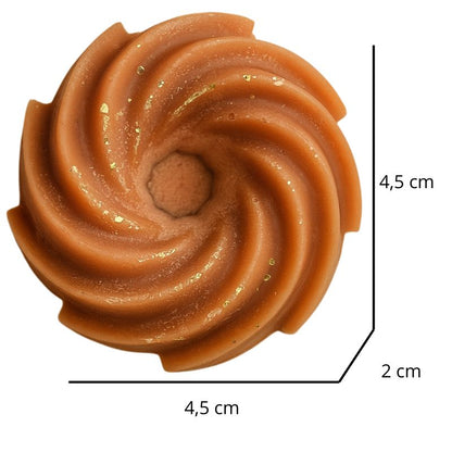 Fondant Parfumé Spirale Rocher Praliné, avec ses dimensions et sur fond blanc.