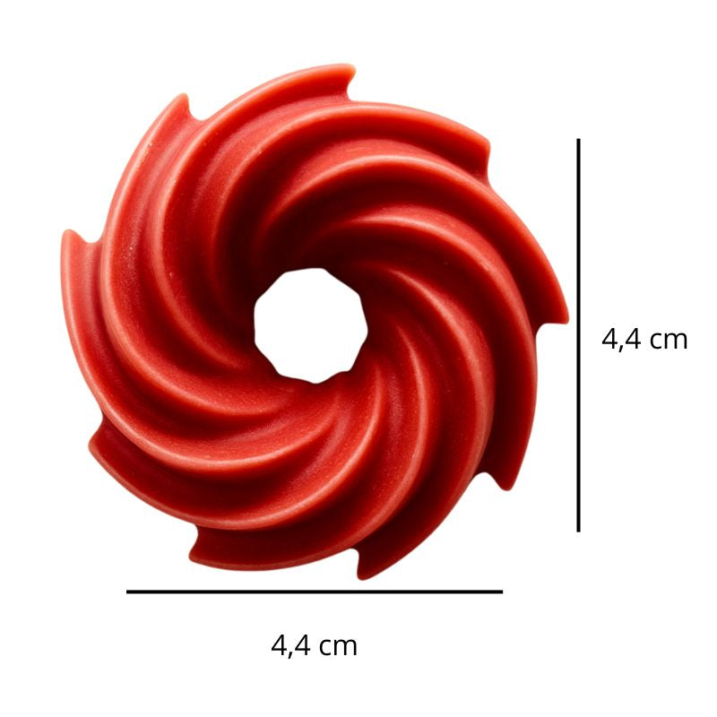 Fondant Parfumé Spirale Thé Chaï Latte, avec ses dimensions et sur fond blanc.