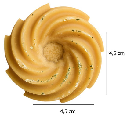 Fondant Parfumé Spirale Vanille, de couleur beige, avec ses dimensions et sur fond blanc.