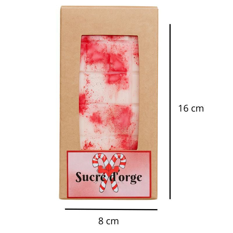 Fondant Parfumé Tablette Sucre d'Orge, avec ses dimensions et sur fond blanc.