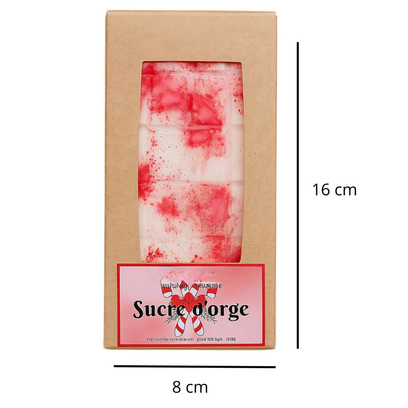 Fondant Parfumé Tablette Sucre d'Orge, avec ses dimensions et sur fond blanc.