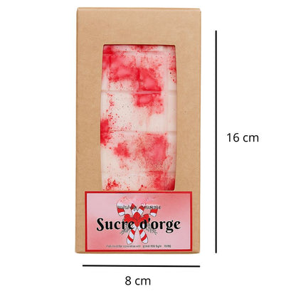 Fondant Parfumé Tablette Sucre d'Orge, avec ses dimensions et sur fond blanc.