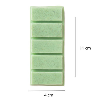 Fondant Parfumé Thé Vert Snapbar, avec ses dimensions et sur fond blanc.