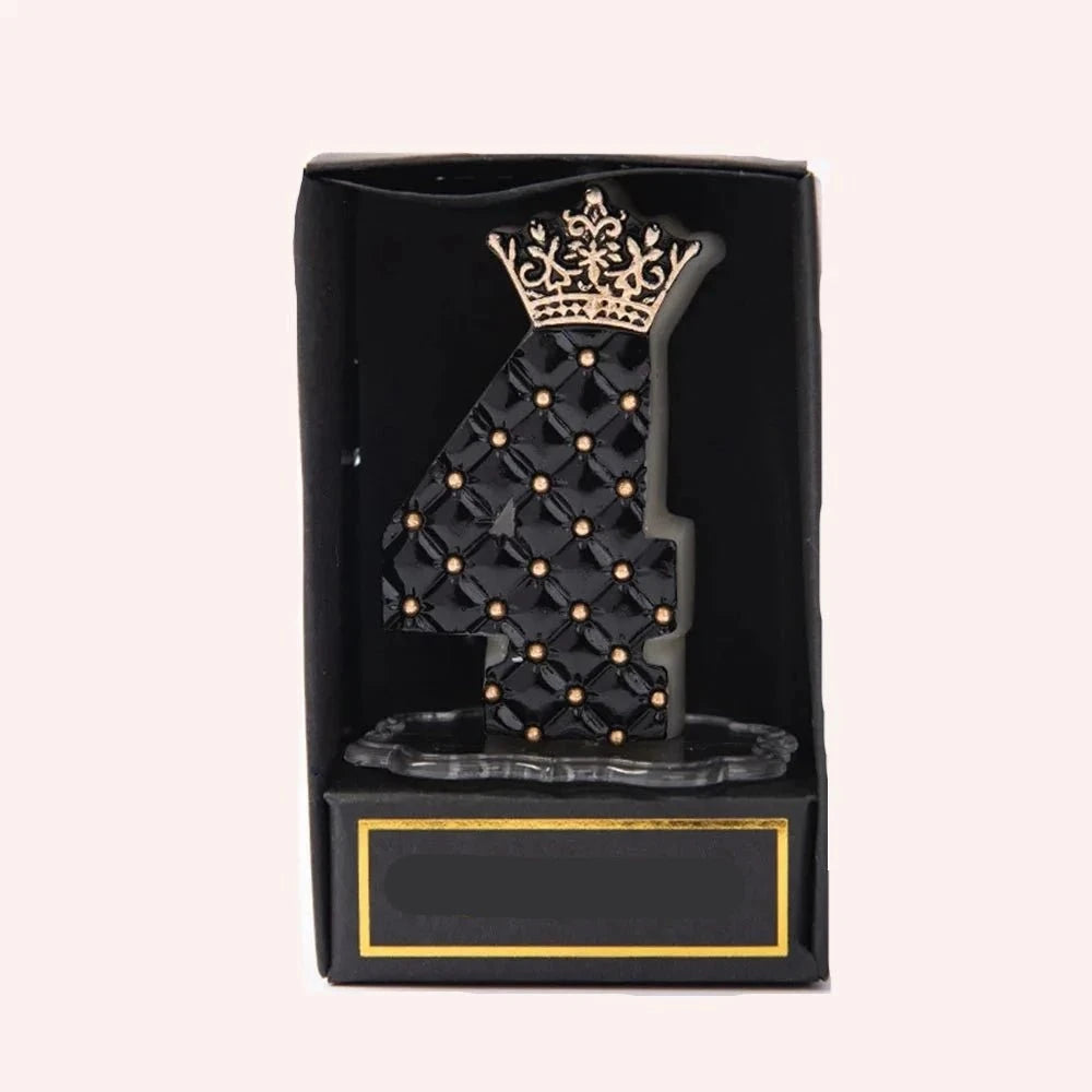 Bougie Anniversaire Chiffre Glamour avec Couronne Noir - Incroyable Beauté