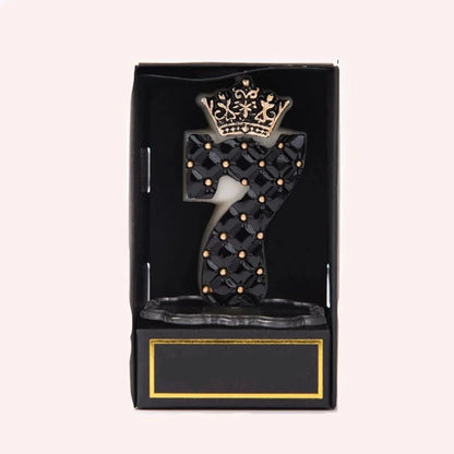 Bougie Anniversaire Chiffre Glamour avec Couronne Noir - Incroyable Beauté