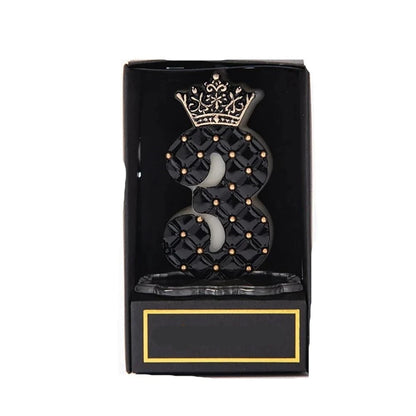 Bougie Anniversaire Chiffre Glamour avec Couronne Noir - Incroyable Beauté