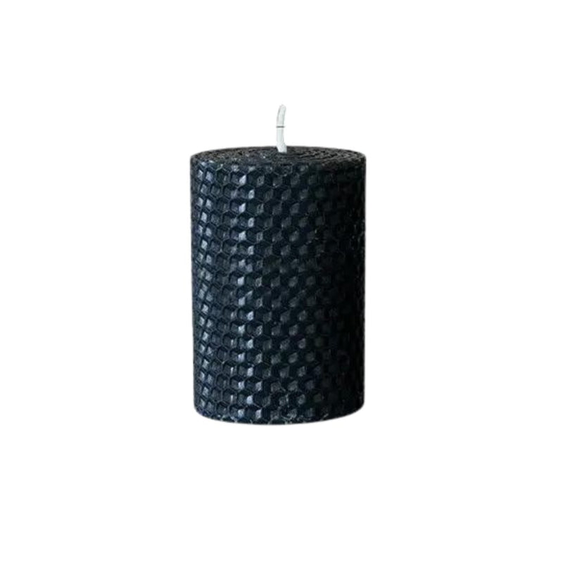 Bougie Décorative Pilier Cire d'Abeille Anthracite