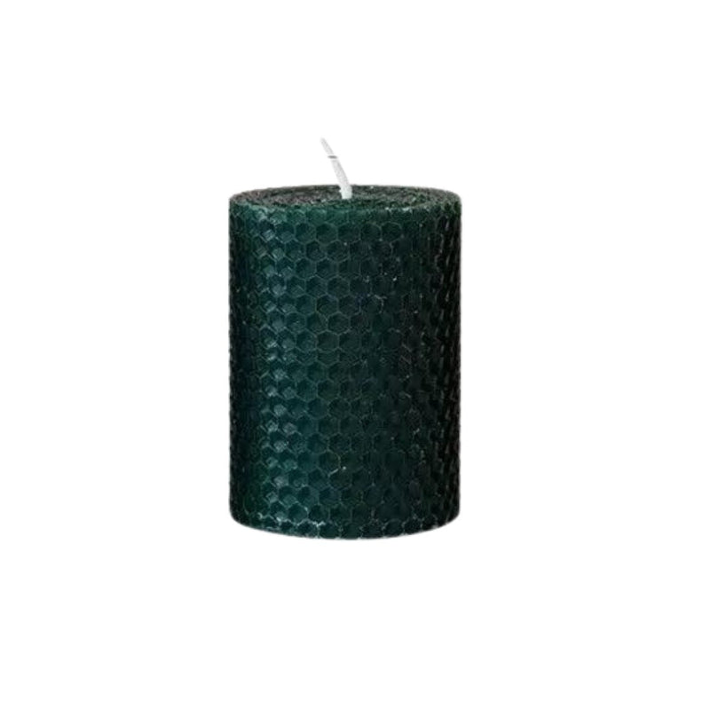 Bougie Décorative Pilier Cire d'Abeille Verte 