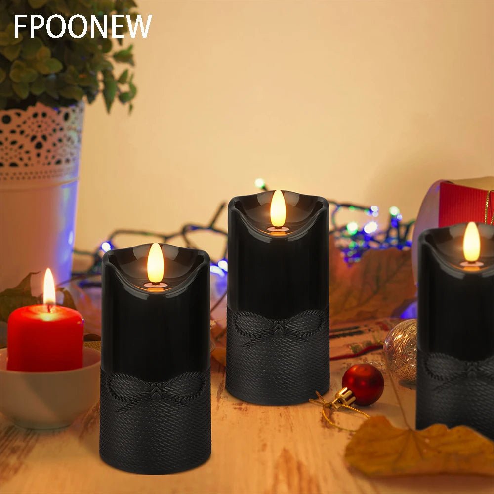 Bougie Halloween Led Pilier Noir Avec Petit Nœud - La Bougie Féerique